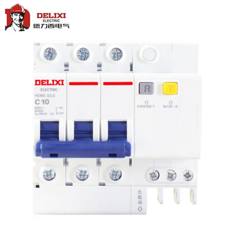 Delixi HDBE-32LE 3P D Type 10A 100mA Electric Breaker