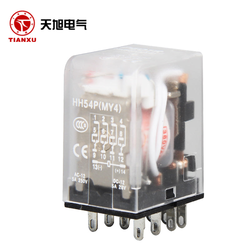 PEOTR HH54P intermediate relay small electromagnetic relay four open and four closed 14-pin silver contacts with light DC24V 1