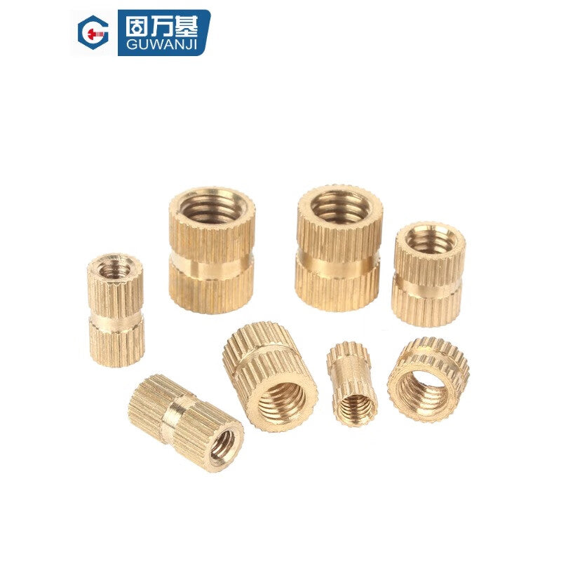 GUWANJI Copper Knurled Nut/Screw Cap, Copper Injection Molded Embedded Part, Copper Insert M2x8-3.5 [100 pieces]