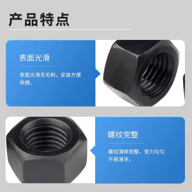 Steel Precast 8.8 grade blackened hexagonal nuts, national standard quality, high strength, screw caps, M14 (50 pieces) [Beijing Supply]