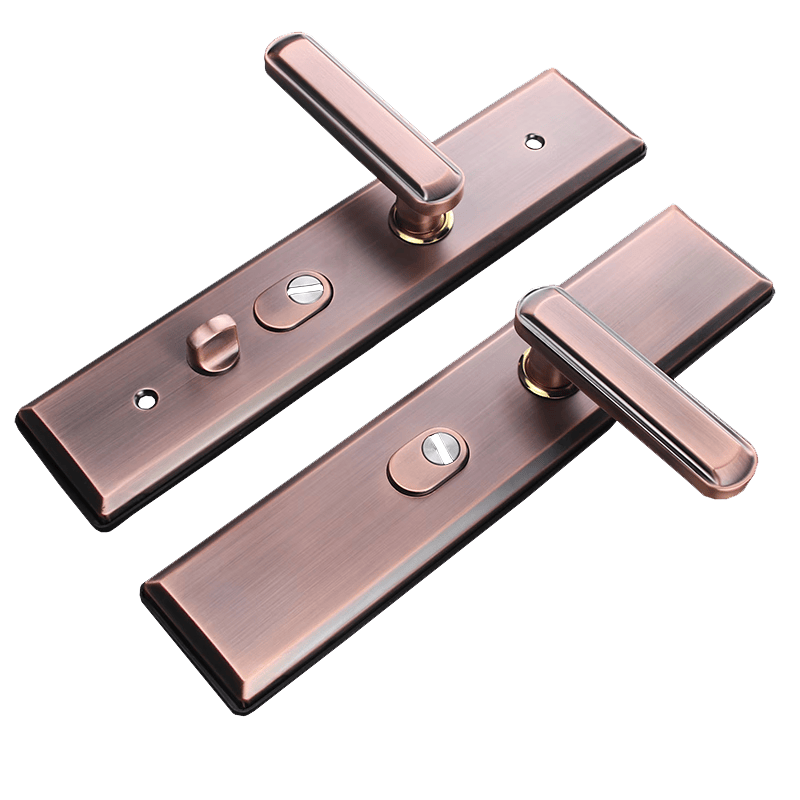 Basic door handles, security door lock handles, anti-pry entrance door handles, red antique (lock body and cylinder not included).