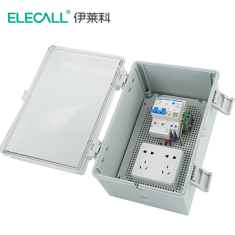 ELECALL Waterproof Socket Distribution Box 10A with Transparent Cover