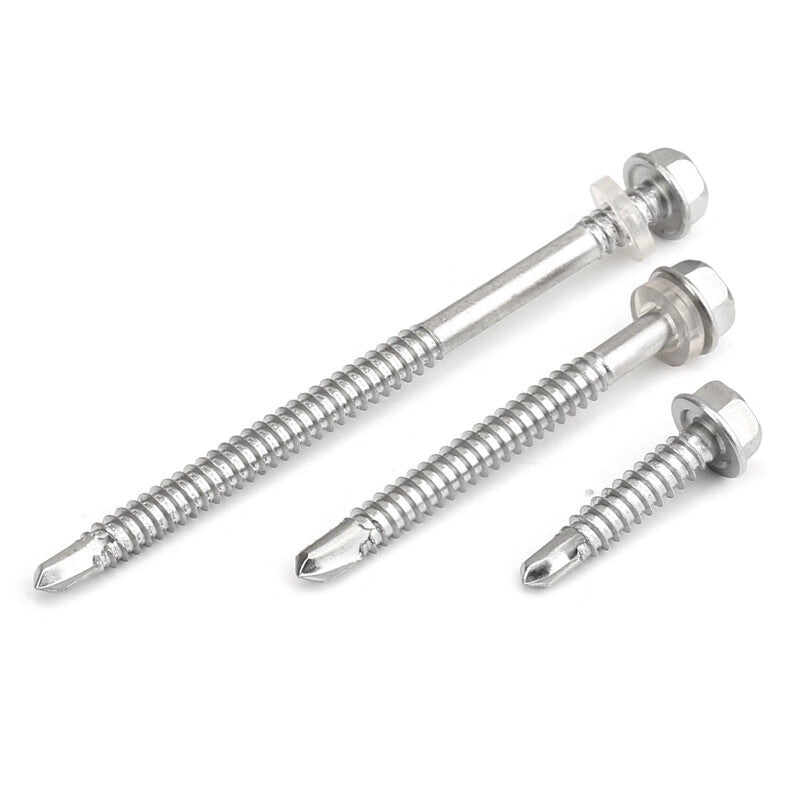 GUYU 410 Stainless Steel Hexagonal Self-Tapping Screws, Drill Iron Color Steel Plate Bolts, Dovetail Screws, M5.5*38 (100 pieces), In Stock