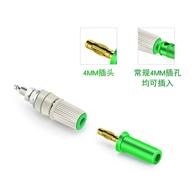 Huijun 4mm gold-plated brass banana plug solderable connector for instruments and meters, 1 green piece