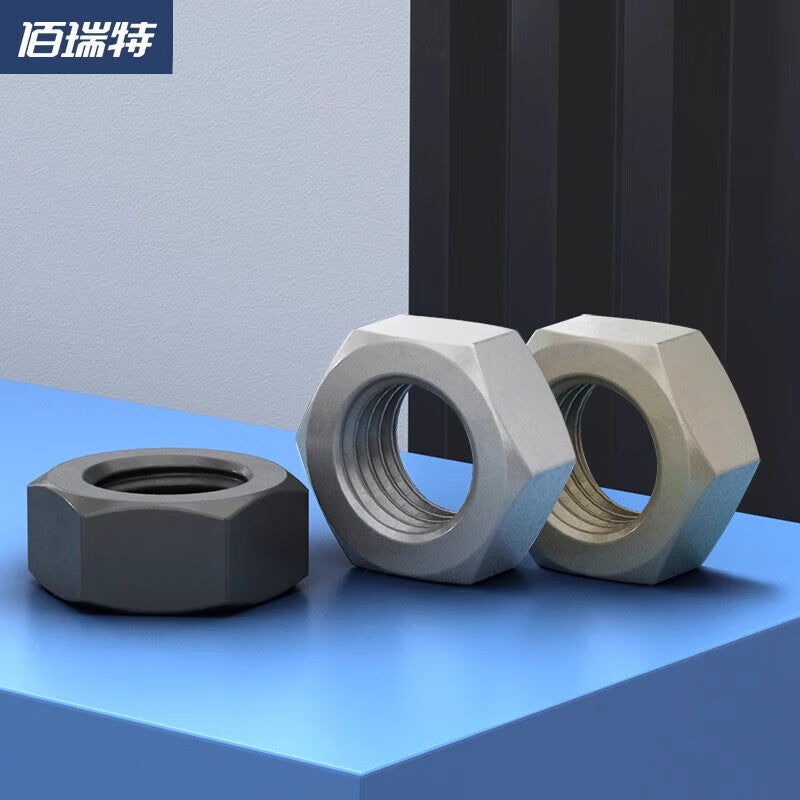 Bairuit Grade 12 High Strength Hexagonal Nuts, Galvanized and Nickel-Plated Blackened Nuts, M6 [30pcs], Grade 12 Blackened