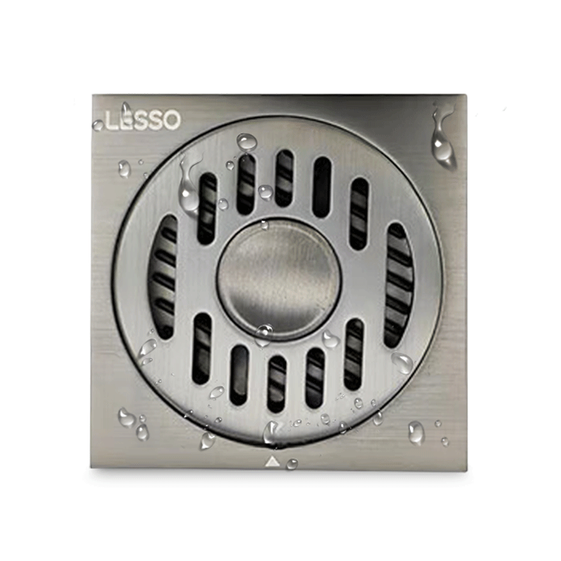 LESSO 304 Stainless Steel Floor Drain, Gunmetal Gray, Machine Washing Drain, Straight-Out Core Universal High-Volume Floor Drain
