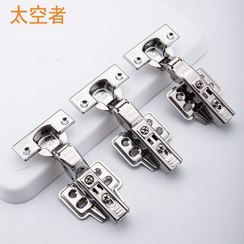 Spacecraft 2.0 Stainless Steel Hydraulic Buffer Hinge, Thickened Pipe Damping Quick-Installation Cabinet Door Aircraft Hinge with Large Bend