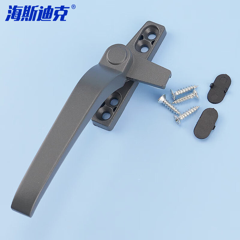 Haisik [Jingcang] Window Handle, Type 50 Aluminum Alloy Single-Point Casement Window Handle, Outward-Opening Window 7-Shaped Window Lock, Curtain Wall Hung Window Handle, Dark Gray Left Handle HKsq-149