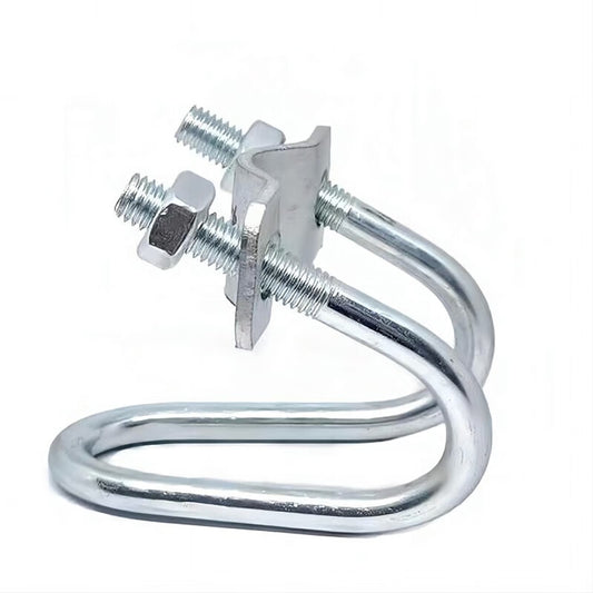 Qizhou Double U-shaped Clip, Galvanized U-shaped Screw Pipe Clip, Cross Fastener, One Price, 1.5 inch Clip 4 Points (50/20)