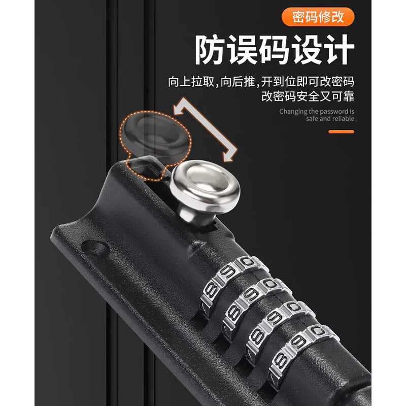 1000-speed combination lock, matte black stainless steel/zinc alloy, four-digit combination lock [matte black], includes nail-free adhesive.