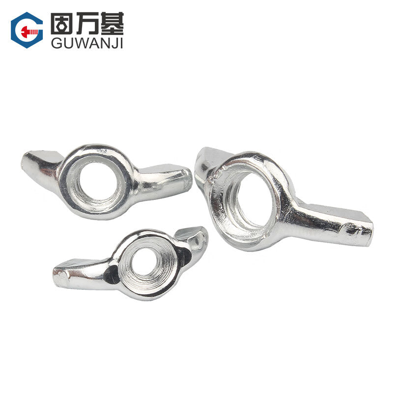 Guwanji Iron White Zinc Wing Nuts, Butterfly-Shaped Ingot-Shaped Ram's Horn Hand-Tightening Nuts M3 M4 M5 M6 M8 M10 M12 Bolt Nuts, National Standard Fastener Collection M5 [500 pieces]
