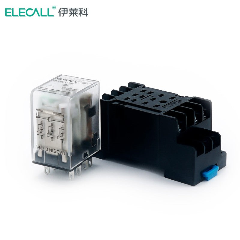 ELECALL HH53P small intermediate relay DC three-open three-closed with light and base electromagnetic relay set 11 feet MY3NJ DC12V