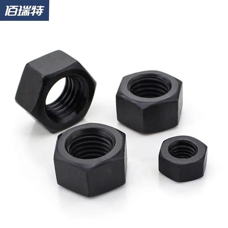 Bairuit Grade 12 High Strength Hexagonal Nuts, Galvanized and Nickel-Plated Blackened Nuts, M6 [30pcs], Grade 12 Blackened