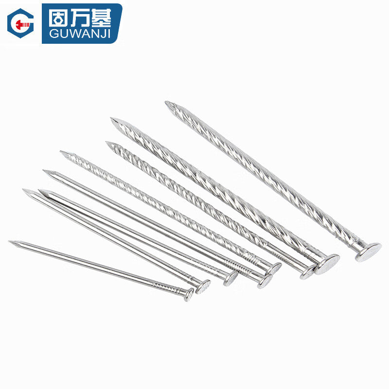 GUWANJI Stainless Steel Round Nails, Woodworking Long Nails, Floor Nails, Wall Nails, 201 Twisted Nails, 4.0 inch - Half a pound (approx. 25 nails)