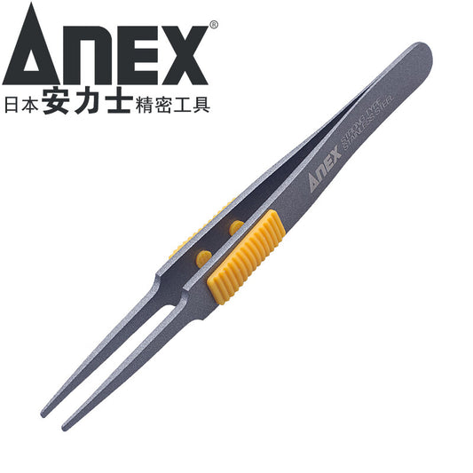 ANEX Stainless Steel Round-Tip Tweezers No. 226, Cleanroom Type, Rubber Handle, Round Tip, 120mm