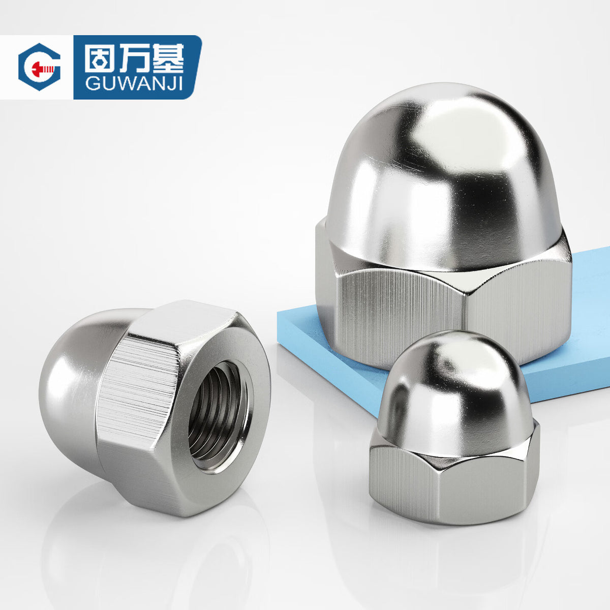 GUWANJI Hexagonal Cap Nut TA2 Titanium Alloy Cap Nut Pure Titanium Cap-Shaped Spherical Head Decorative Capped Nut M5 [5 pieces]