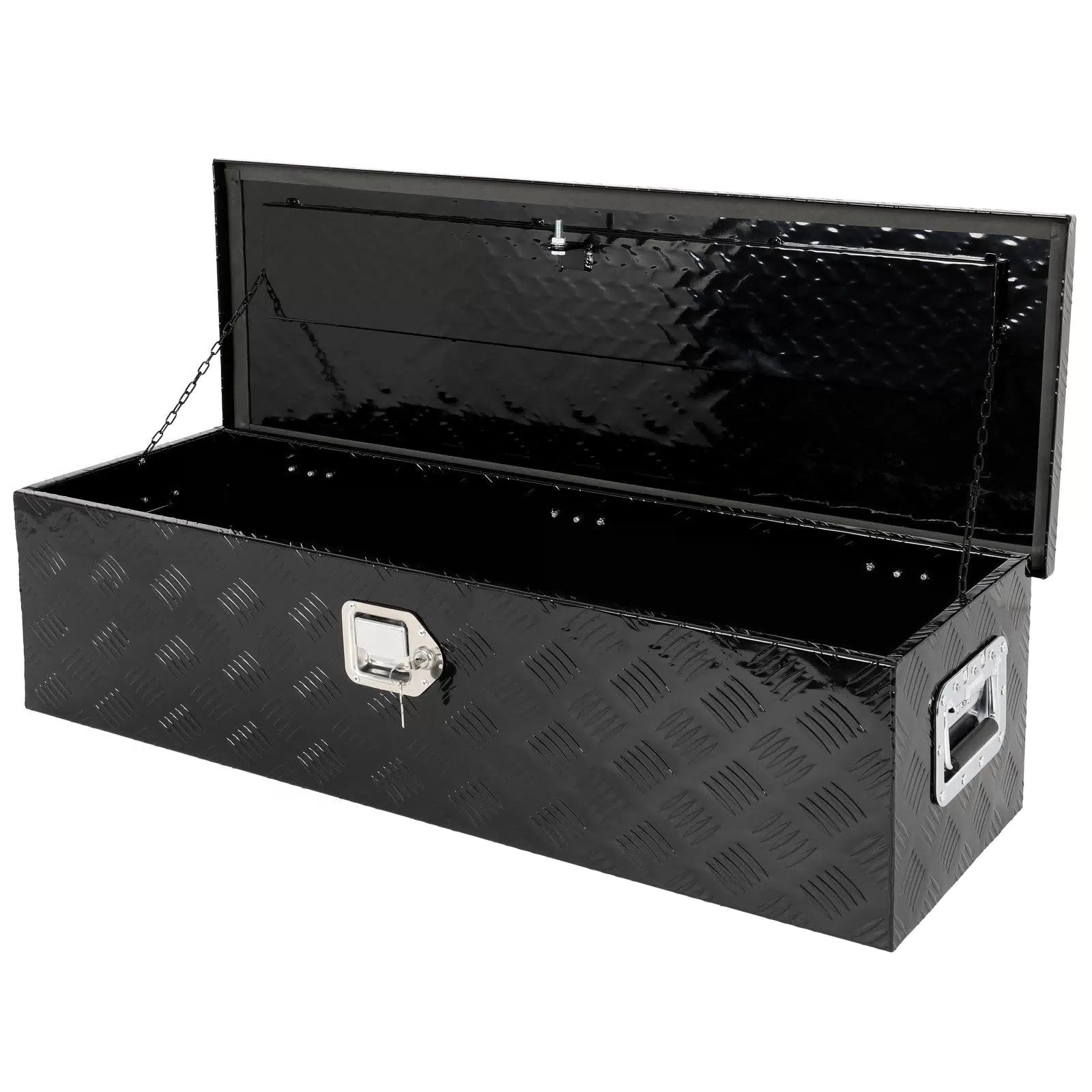 39"*13"*10" ALUMINUM PICKUP TRUCK TRUNK BED TOOL BOX TRAILER STORAGE BLACK [1]