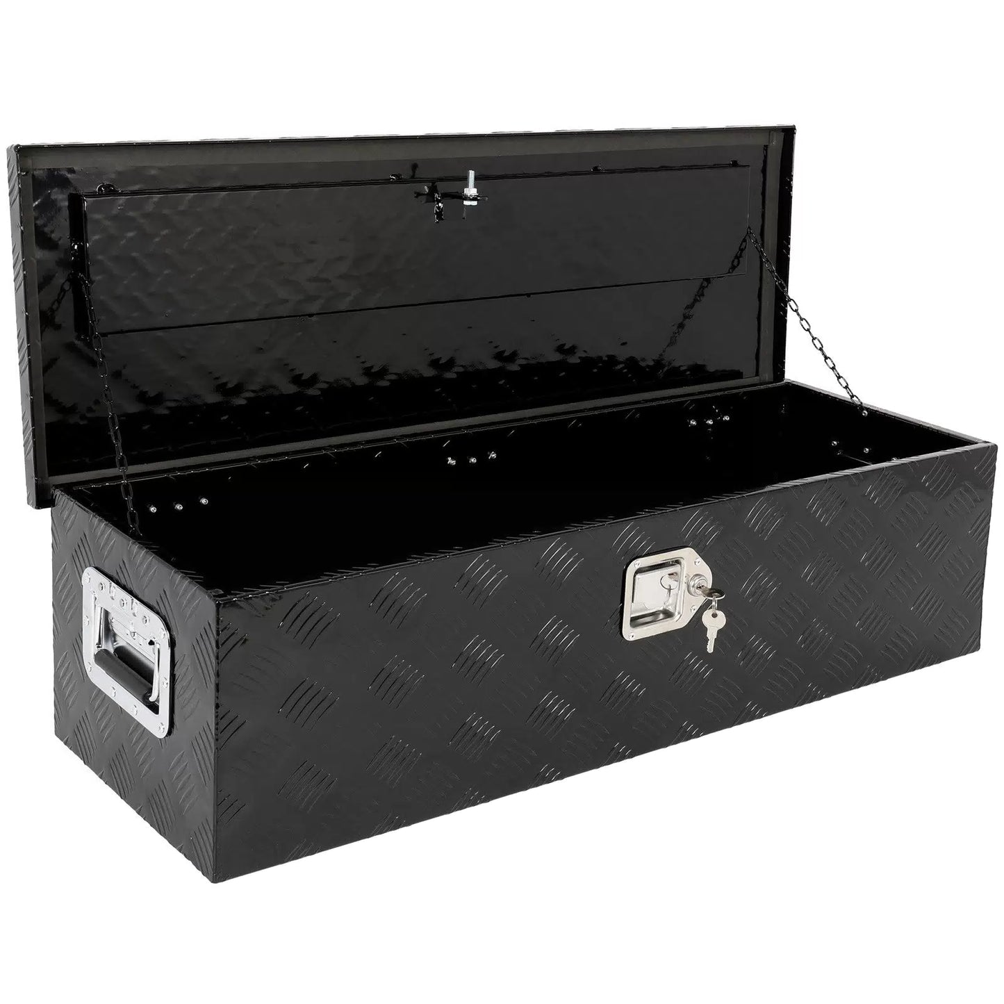 39"*13"*10" ALUMINUM PICKUP TRUCK TRUNK BED TOOL BOX TRAILER STORAGE BLACK [3]