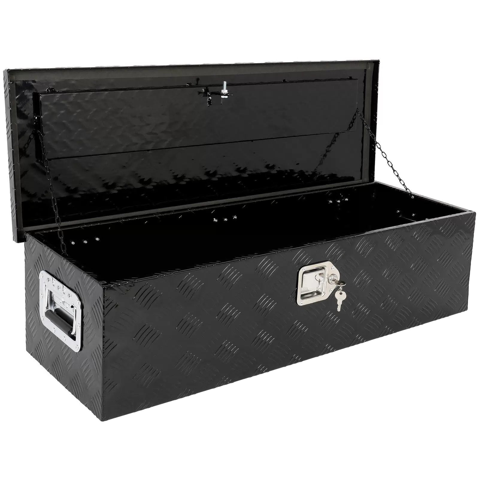 39"*13"*10" ALUMINUM PICKUP TRUCK TRUNK BED TOOL BOX TRAILER STORAGE BLACK [3]