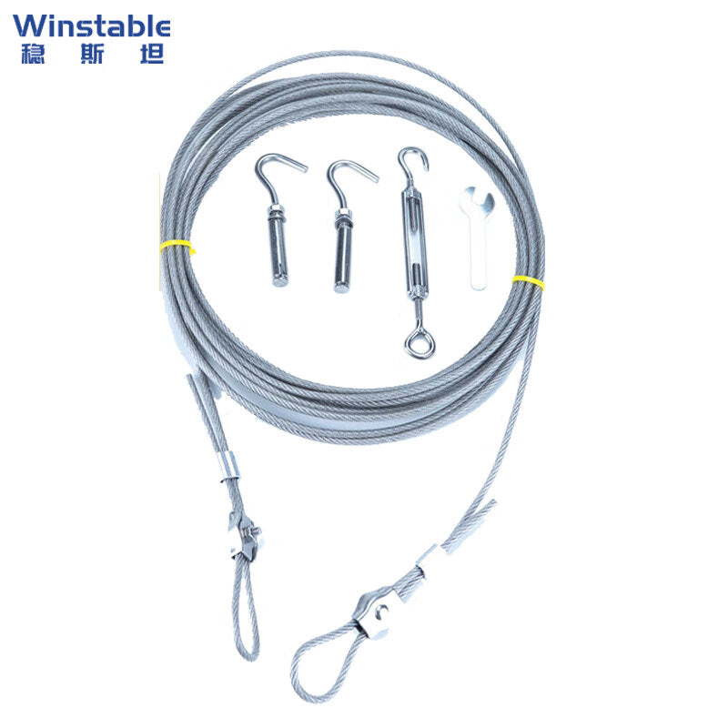 Winstan WY0126 304 Stainless Steel Rope, 4mm Plastic-Coated Steel Wire Rope, Outdoor and Indoor Use, 11M Set