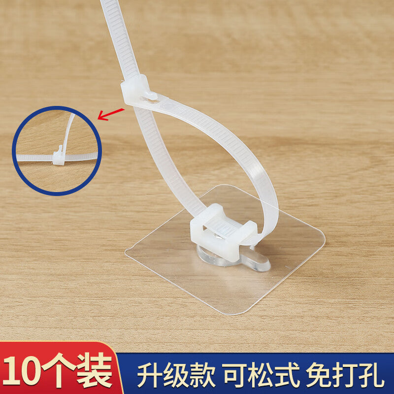 TIMMS No-Drill Cable Tie Holders - Gas Drain Pipe & Electrical Wire Fixing Clips - Adjustable Clips - 10-Pack