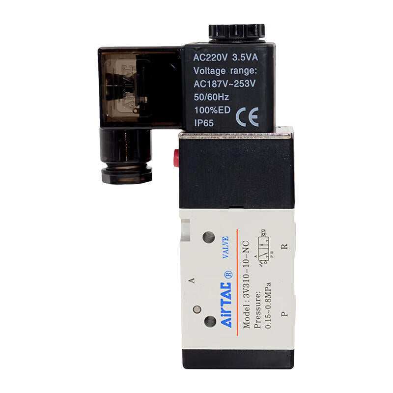 AirTAC internal pilot solenoid valve, 2-position 3-way normally closed, single solenoid, DIN socket; 3V31010NCB