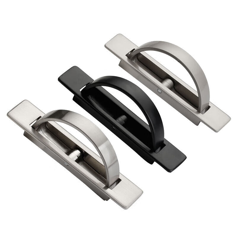 Shanhe Industrial Products Tatami Handles, Modern Minimalist Hardware, Invisible Concealed Handles, Embedded Drawer Handles, Black 6187-85 Hole Spacing [Pack of 2]