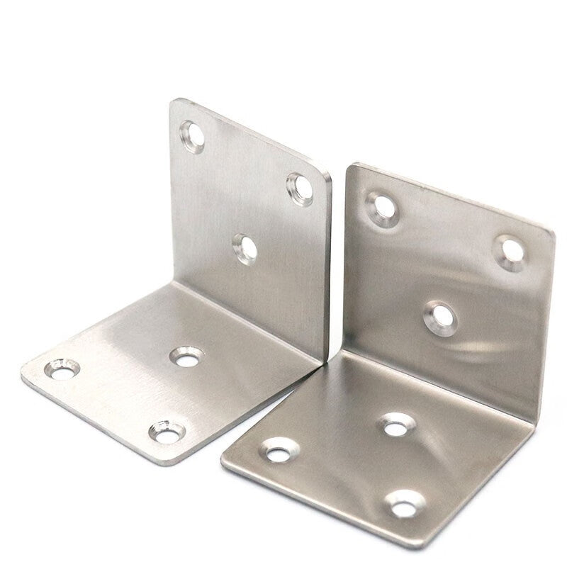 Bingyu Thickened Stainless Steel L-Shaped Angle Bracket Connector with Screws, Straight Edge, 6 Holes, 30*38*1.2mm Thick (10 pieces/pack) BYT-492