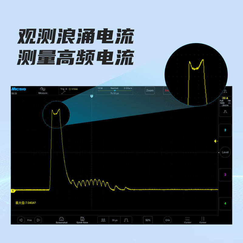 Micsig CP1510 High-Frequency AC/DC Current Probe for Oscilloscopes: Universal BNC Port, 30/150A Dual Range