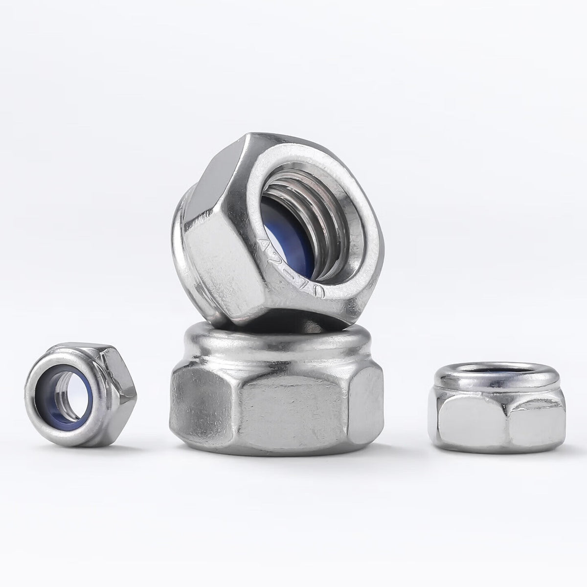 Bairuite 304 Stainless Steel Self-Locking Anti-Slip Nut, Anti-Loosening Nut, Reverse Thread Hexagon with Rubber Cap M8