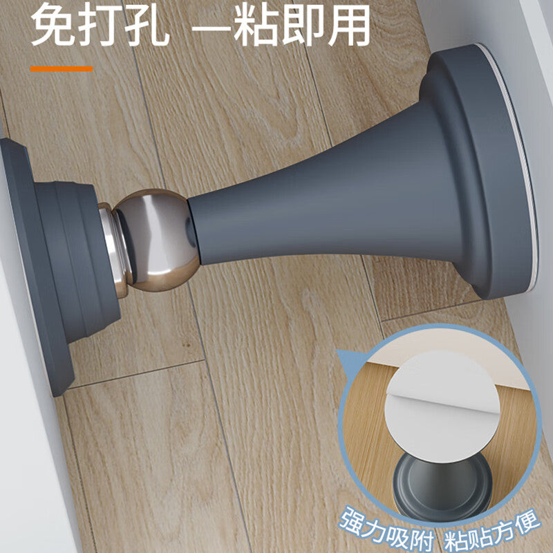 Thousand-speed wheel door catcher, no-drill door stopper, anti-collision bathroom door stopper, upgraded version [Upgraded magnetic] Dark gray
