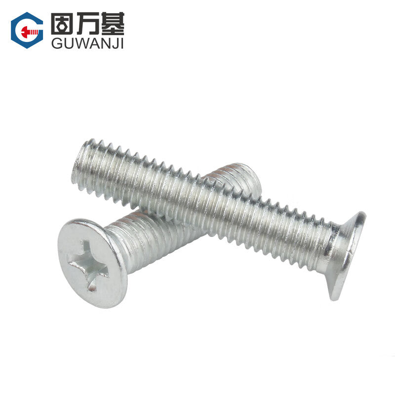 Guwanji white zinc plated Phillips head flat head screws, countersunk head machine screws, KM miniature electronic screws, M3, M4, M5, M6 bolts, national standard fasteners, KM5x10 [500 pieces]