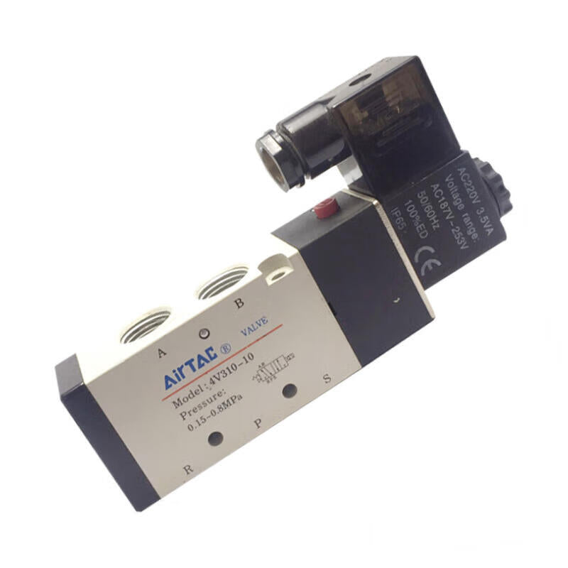 AirTAC internal pilot solenoid valve, 2-position 5-way, single solenoid, DIN socket; 4V31010E