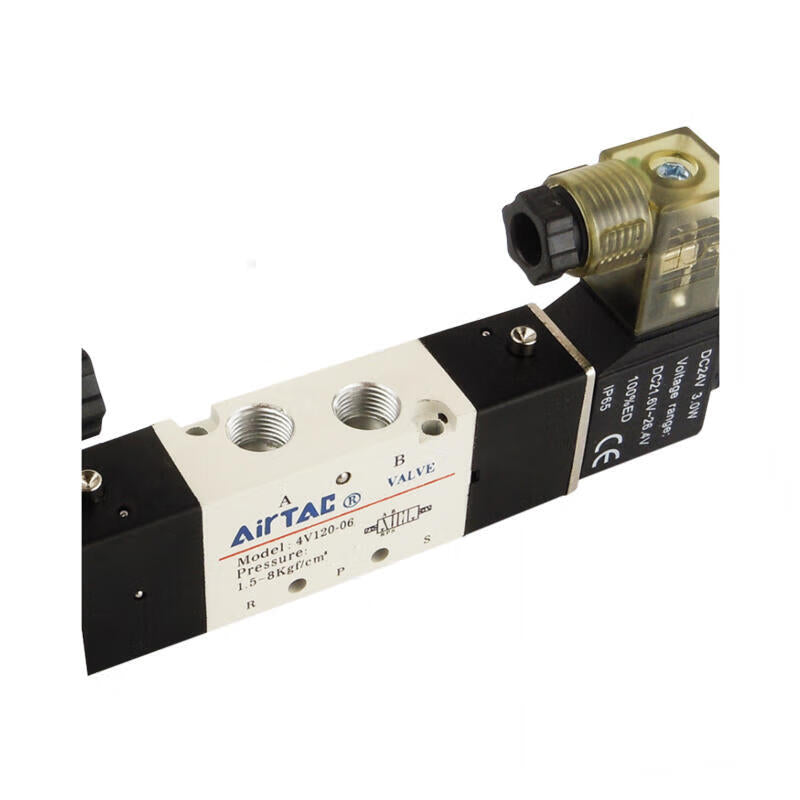 AirTAC internal pilot solenoid valve, 2-position 5-way, double solenoid, DIN socket type; 4V12006B