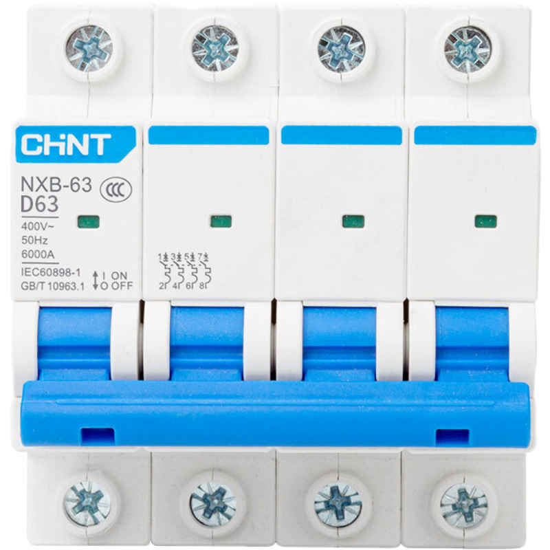 Chint (CHNT) NXB-63-4P-D6 industrial air switch overload air switch DZ47 upgraded small circuit breaker