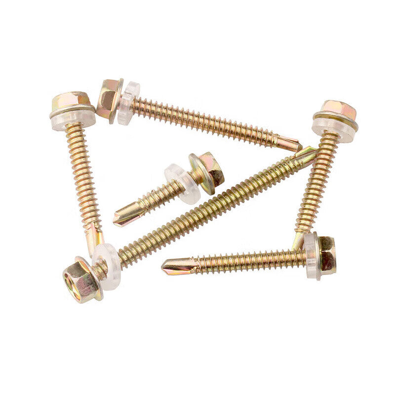 Peifan Color Zinc Outer Hex Self-Drilling Screws, Color Steel Roofing Screws, Self-Tapping Dovetail Screws, 4.8*90 (1 catties), Approx. 61 pieces