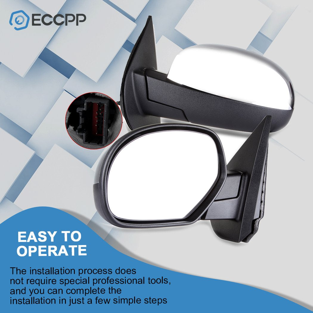 Pair Chrome Mirrors For 2007-2014 Chevy GMC Power Fold Heated Memory Signal