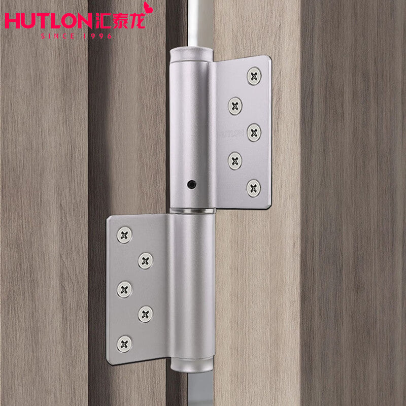 Huitailong concealed door hinges, 6-inch hydraulic buffer spring return hinges, automatic closing self-closing hinges (left opening), 2-pack (Silver).