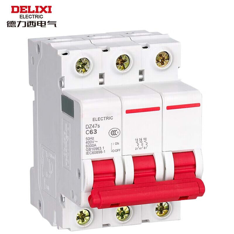 DELIXI ELECTRIC AC miniature circuit breaker small home appliance air switch DZ47s 3P C type 25A