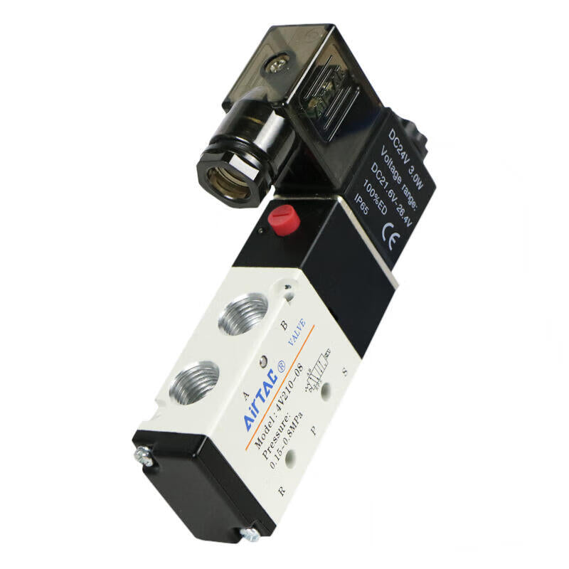 AirTAC internal pilot solenoid valve, 2-position 5-way, single solenoid, DIN socket; 4V21008BG