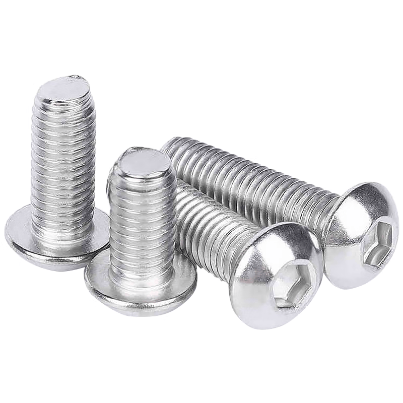 Bingyu BYsy-53 304 Stainless Steel Pan Head Hex Socket Head Screws, Semi-round Mushroom Head Screws, Semi-round Head Bolts, ISO7380 M6*16, 10pcs