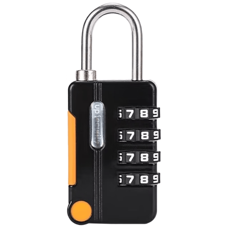 Chuck metal combination padlock for home storage lockers, suitcases, dormitories, gyms, bike baskets, backpacks, portable, black.