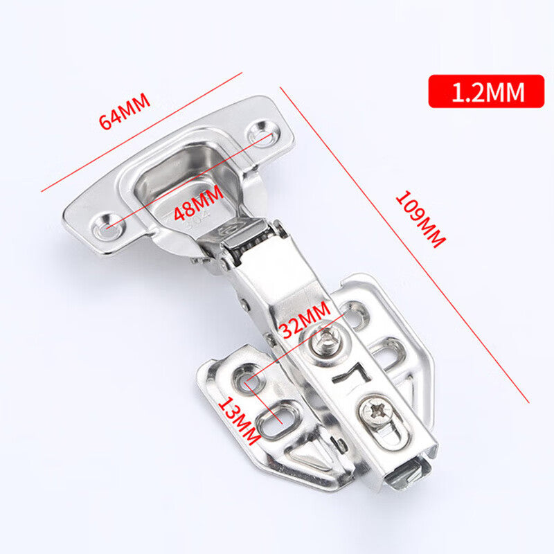 Jingu Lao Hinges, Cabinet Door Hinges, 304 Stainless Steel Thickened Damping Aircraft Hinges (with Screws), 1.2mm Thick Self-Unloading Full Cover Straight/Bending Hinges, KBT-87