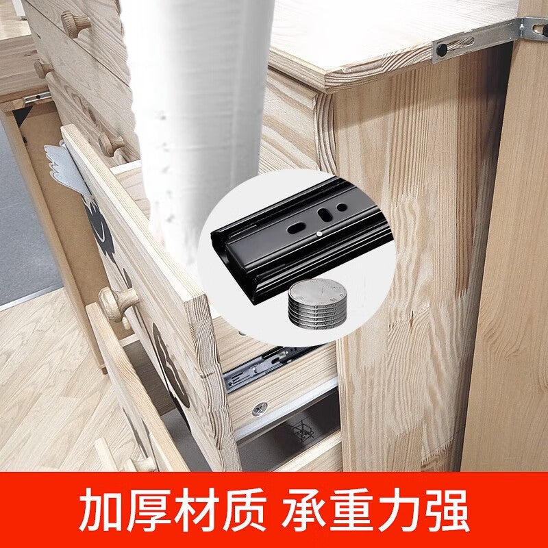 Shanhe Stainless Steel Cabinet Drawer Slides, Thickened Damping Slides, Black Steel 20-inch 50cm Two-Section Standard Model (2 pieces per set)