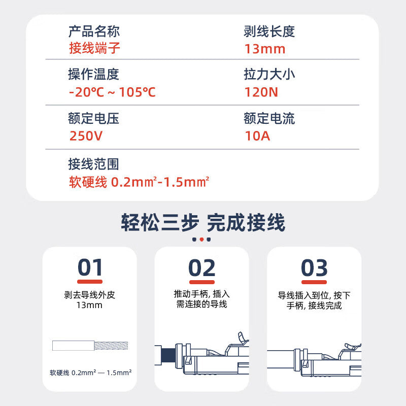 Huijun Quick Connect AC Power Connector with Detachable, Solder-Free Design (Black - Orange Handle - Male)