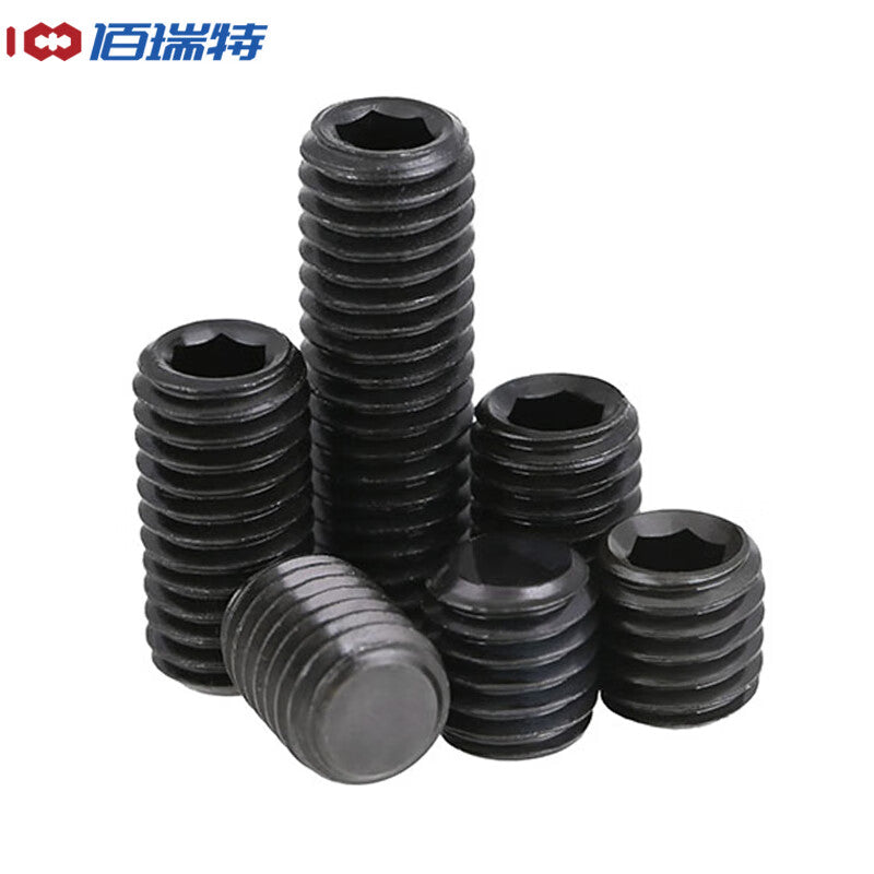 Bairuite 12.9 grade high strength flat end set hex socket head cap screw, headless machine bolt, set screw, M8*20 [20 pieces] black