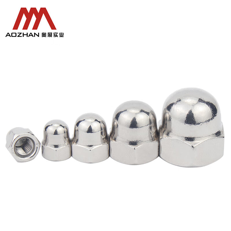 AOZHAN 304 Stainless Steel DIN1587 Hexagonal Cap Nuts, Full Series, M8, 500 pieces/box
