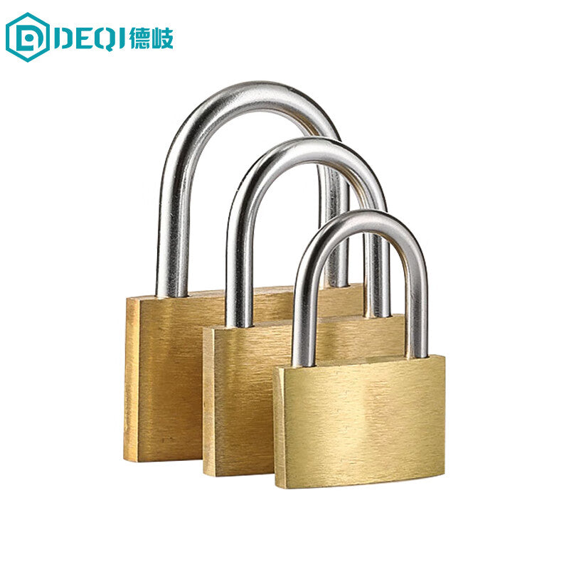 Deqi Copper Lock, Slim Padlock, Universal Key Lock, Outdoor Lock, Waterproof and Rustproof, Luggage and Cabinet Lock, Small Lock, HL406 Long Beam