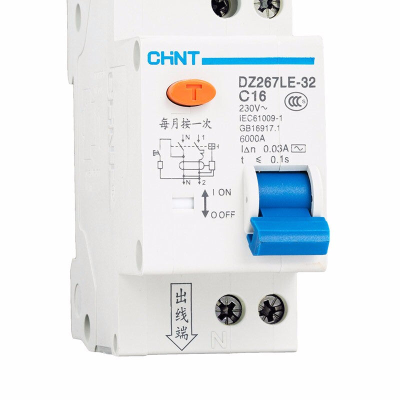 Chint (CHNT) DZ267LE-32 1P+N C20 air switch small circuit breaker leakage short circuit protector two-wire