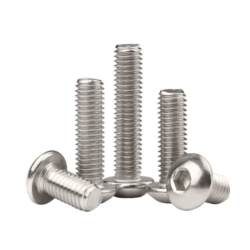 Bocai Pan Head Socket Hex Screws, 304 Stainless Steel Round Head Bolts, Machine Threaded Mushroom Head Semi-Round Head Cylinders, M5x6 (200 pieces/pack)
